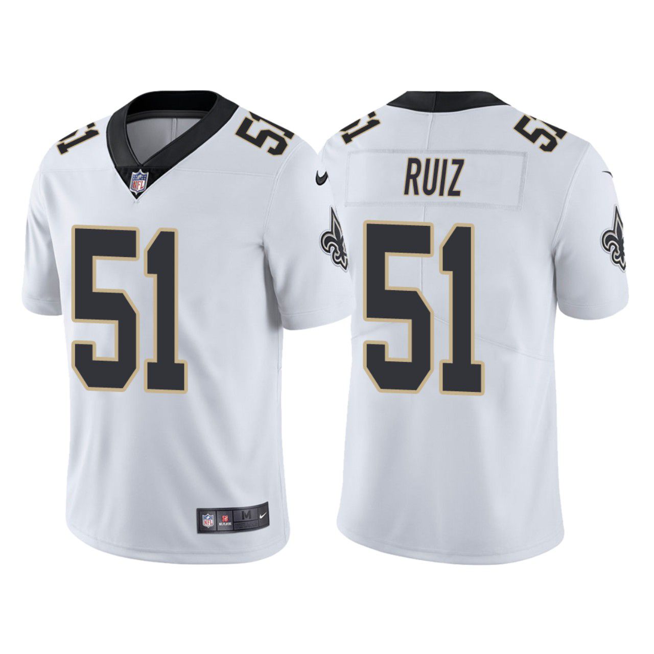 Men New Orleans Saints 51 Cesar Ruiz Nike White Vapor Limited NFL Jersey
